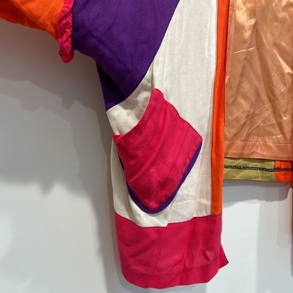 Vintage 80s-90s design today patchwork colorblock clown core cardigan oversized - Picture 4 of 9
